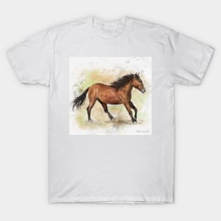 Painting of a Gorgeous Brown Mustang Horse Running T-Shirt